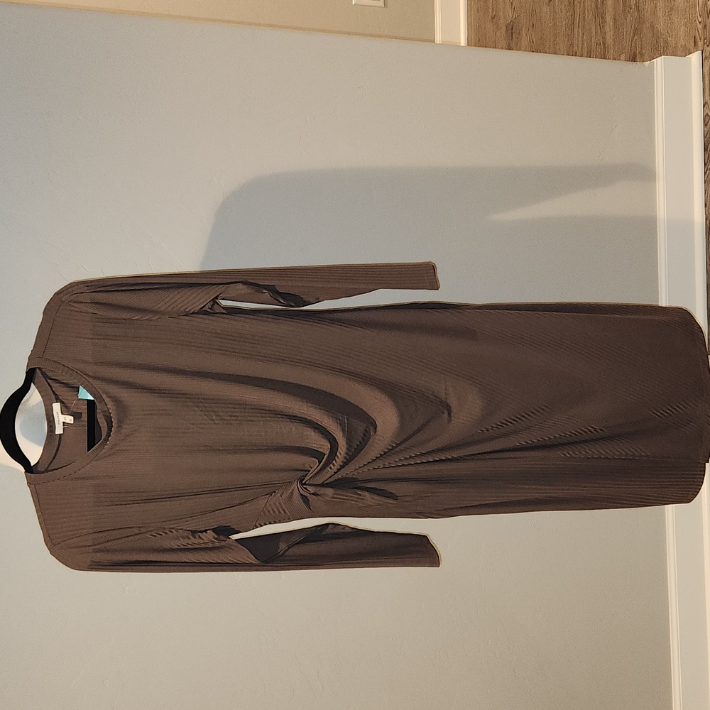 NWT- Maurices Taupe Ribbed Long Sleeve Dress- XL